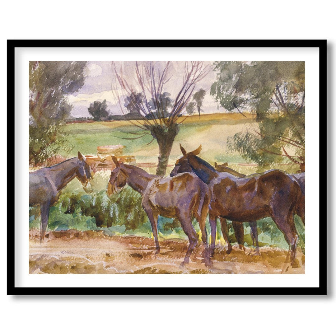 This captivating watercolor piece offers a serene glimpse into a countryside scene, featuring a for sanctuary
