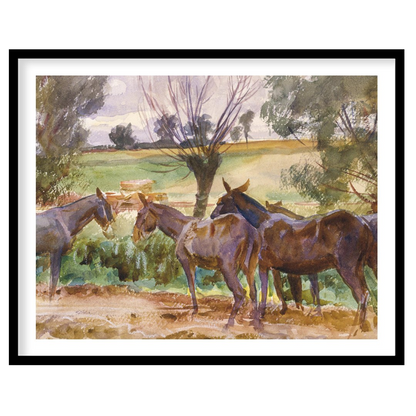 This captivating watercolor piece offers a serene glimpse into a countryside scene, featuring a for sanctuary