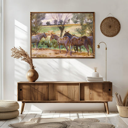 This captivating watercolor piece offers a serene glimpse into a countryside scene, featuring a for Sitting Area