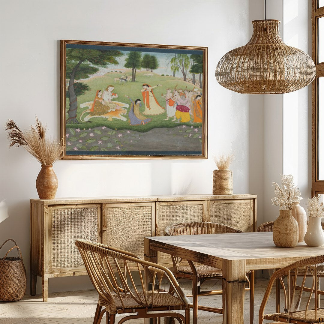 Immerse yourself in the tranquil beauty of a pastoral scene with this exquisite artwork. Featuring for Dining