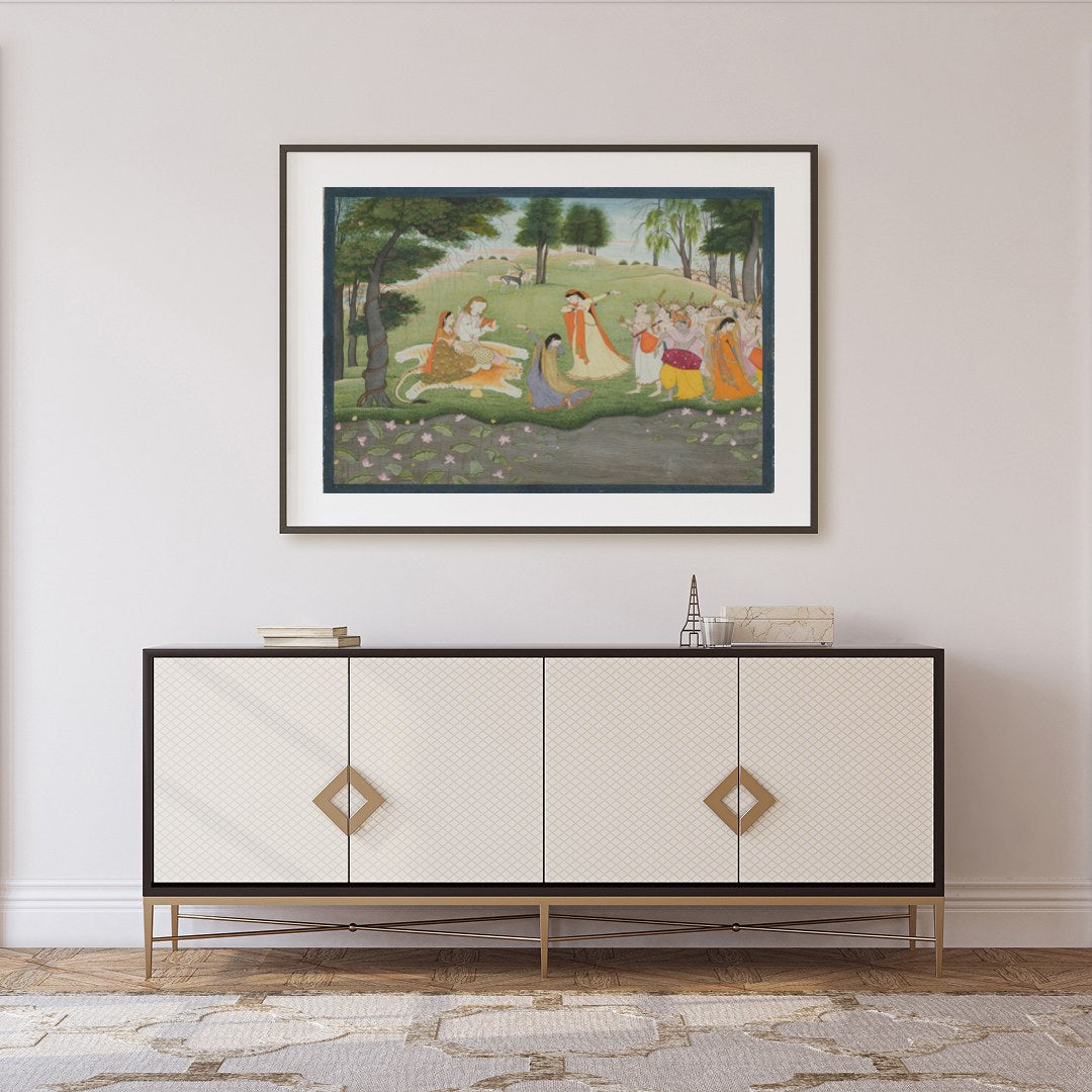 Immerse yourself in the tranquil beauty of a pastoral scene with this exquisite artwork. Featuring for Foyer