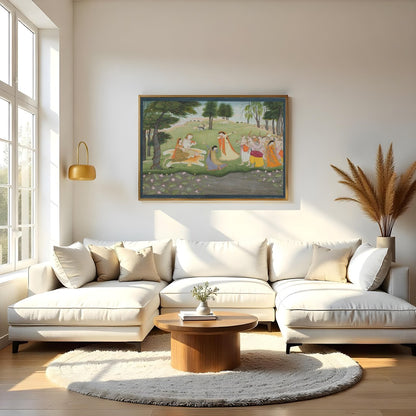 Immerse yourself in the tranquil beauty of a pastoral scene with this exquisite artwork. Featuring for Living Room