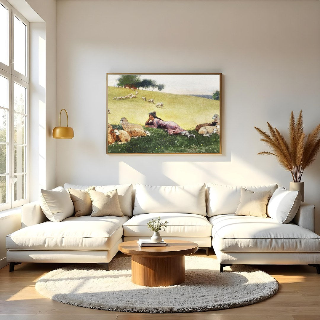 Immerse yourself in the serene beauty of the countryside with this captivating artwork. Featuring a for Living Room