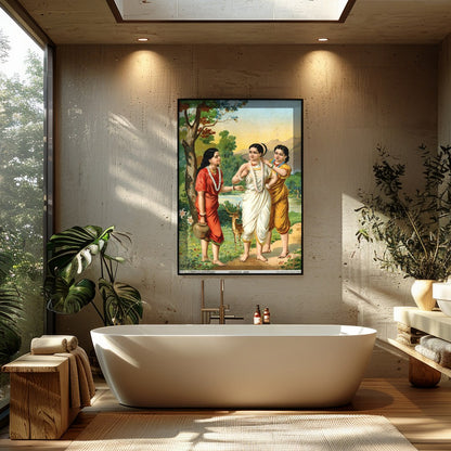 Experience the serene beauty of ancient tales with this vibrant artwork capturing the essence of for Bathroom