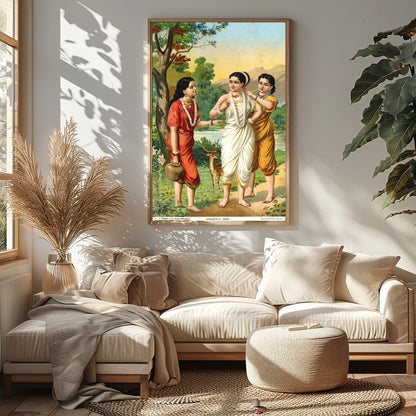 Experience the serene beauty of ancient tales with this vibrant artwork capturing the essence of for Sitting Area