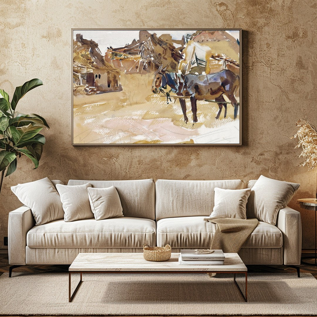 Experience the tranquil beauty of pastoral life with this stunning watercolor painting. for Family Room