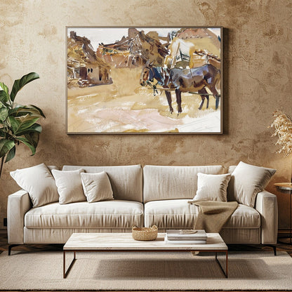 Experience the tranquil beauty of pastoral life with this stunning watercolor painting. for Family Room