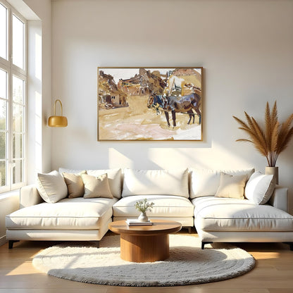 Experience the tranquil beauty of pastoral life with this stunning watercolor painting. for Living Room