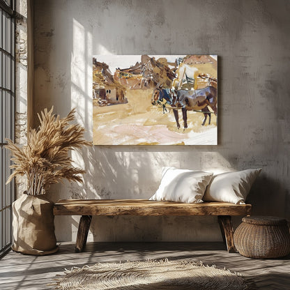 Experience the tranquil beauty of pastoral life with this stunning watercolor painting. for Veranda