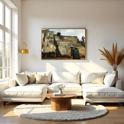 Embrace the rustic charm with this evocative painting depicting quaint thatched roof cottages. The for Living Room