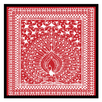 Immerse yourself in the intricate beauty of Warli art with this stunning depiction of a majestic for space