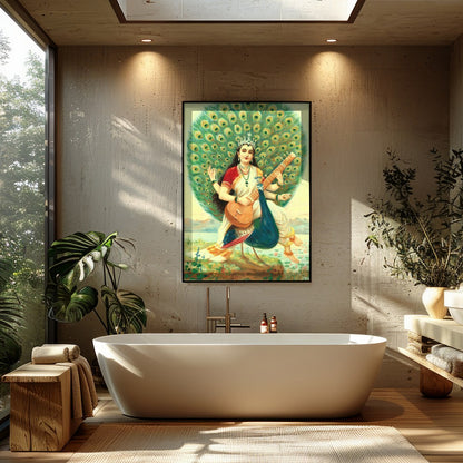 Celebrate the allure of divine art with this exquisite piece, portraying a serene figure surrounded for Bathroom