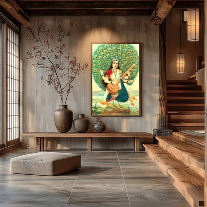 Celebrate the allure of divine art with this exquisite piece, portraying a serene figure surrounded for Hall