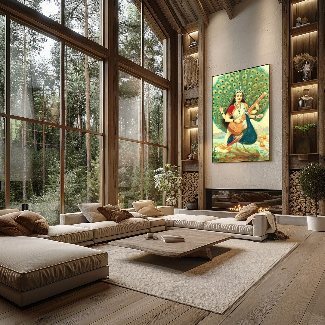 Celebrate the allure of divine art with this exquisite piece, portraying a serene figure surrounded for Living Room