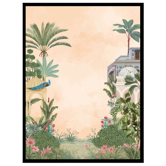 Immerse yourself in the opulence of Indo-Mughal art with this exquisite Pichwai depiction featuring for abode
