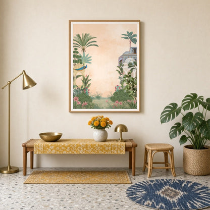 Immerse yourself in the opulence of Indo-Mughal art with this exquisite Pichwai depiction featuring for Entrance