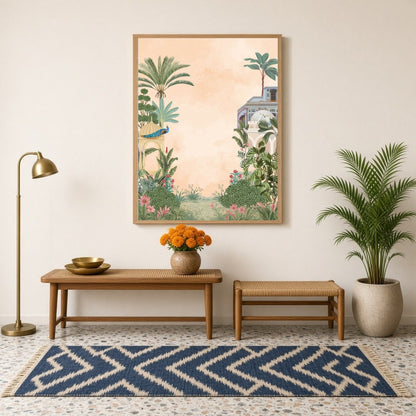Immerse yourself in the opulence of Indo-Mughal art with this exquisite Pichwai depiction featuring for Hallway
