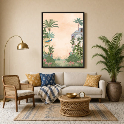 Immerse yourself in the opulence of Indo-Mughal art with this exquisite Pichwai depiction featuring for Living Room