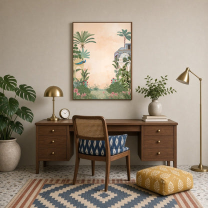 Immerse yourself in the opulence of Indo-Mughal art with this exquisite Pichwai depiction featuring for Study
