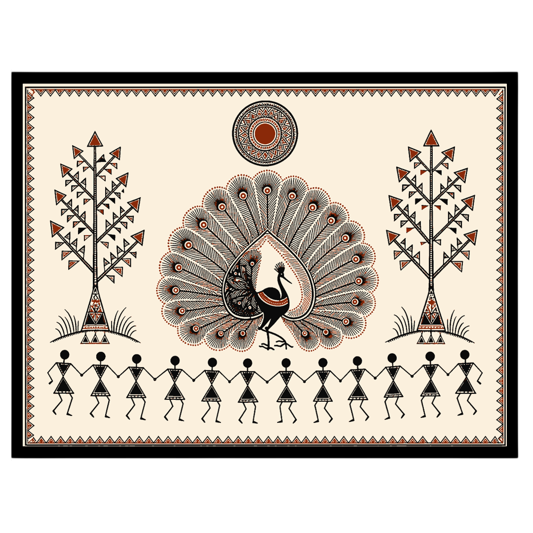 Discover the captivating Dance of Harmony with a majestic peacock at the center, surrounded by for office