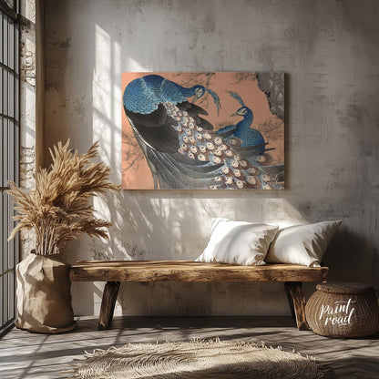 This vibrant artwork, possibly inspired by traditional Japanese or Chinese art, portrays two beauti… for entryway