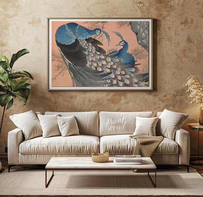 This vibrant artwork, possibly inspired by traditional Japanese or Chinese art, portrays two beauti… for living room