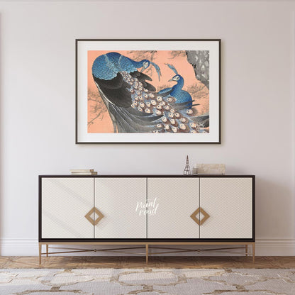 This vibrant artwork, possibly inspired by traditional Japanese or Chinese art, portrays two beauti… for living room