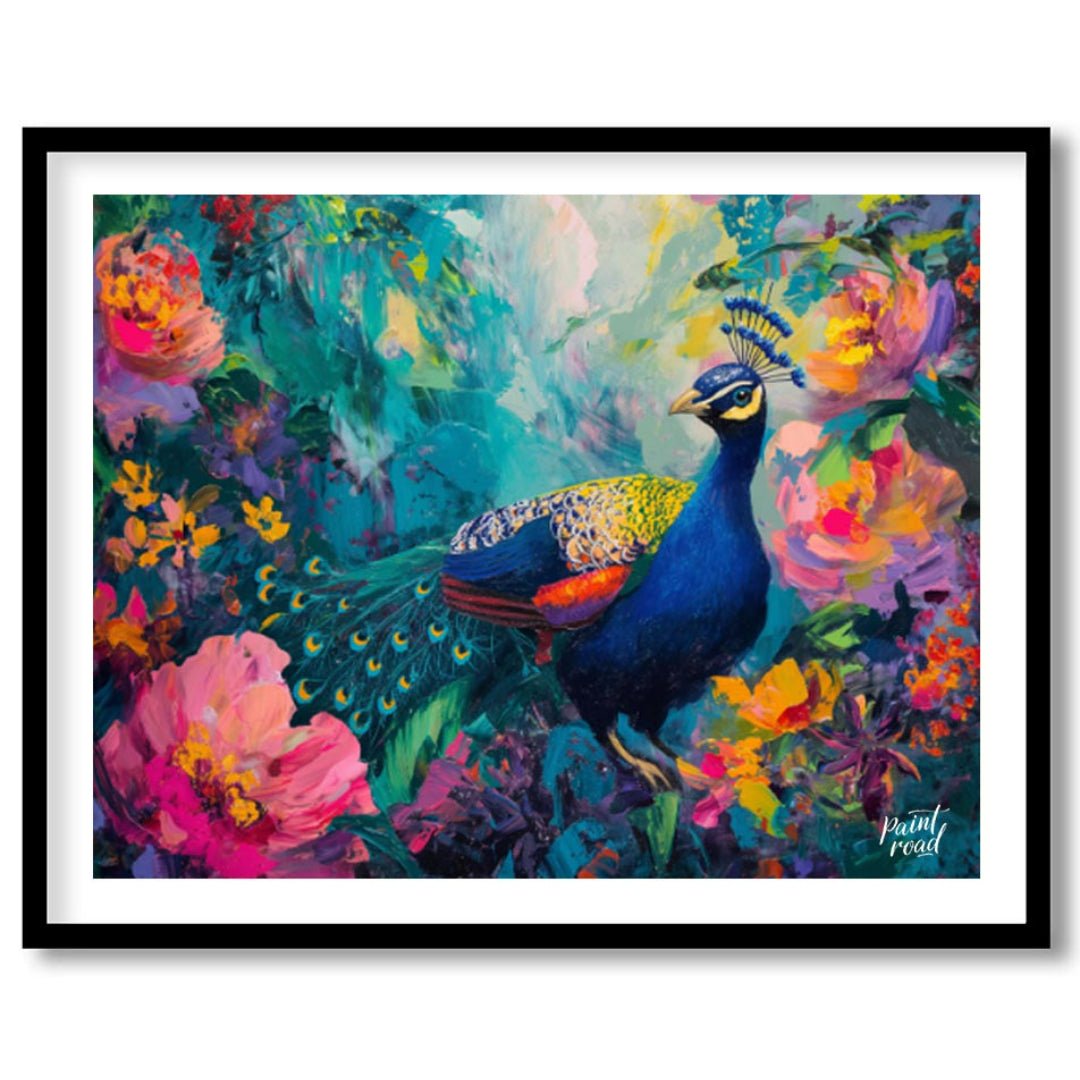 Peacock's Paradise is a vibrant and enchanting canvas painting that celebrates the breathtaking bea… for house