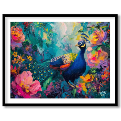 Peacock's Paradise is a vibrant and enchanting canvas painting that celebrates the breathtaking bea… for house