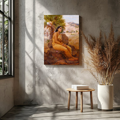 Immerse yourself in the tranquil beauty of 'Pensive Desert Oasis,' a captivating artwork that for Entrance