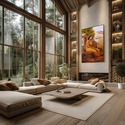 Immerse yourself in the tranquil beauty of 'Pensive Desert Oasis,' a captivating artwork that for Living Room