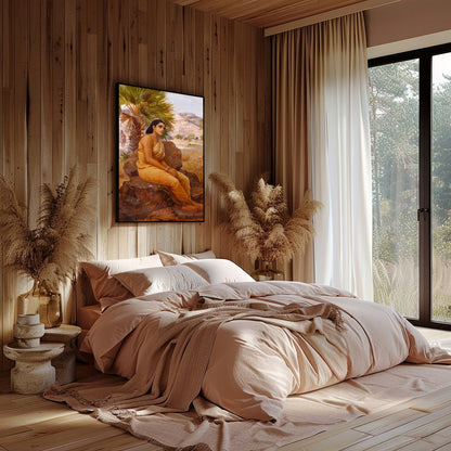 Immerse yourself in the tranquil beauty of 'Pensive Desert Oasis,' a captivating artwork that for nook
