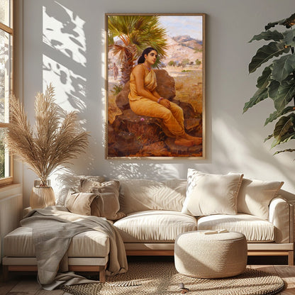 Immerse yourself in the tranquil beauty of 'Pensive Desert Oasis,' a captivating artwork that for Sitting Area