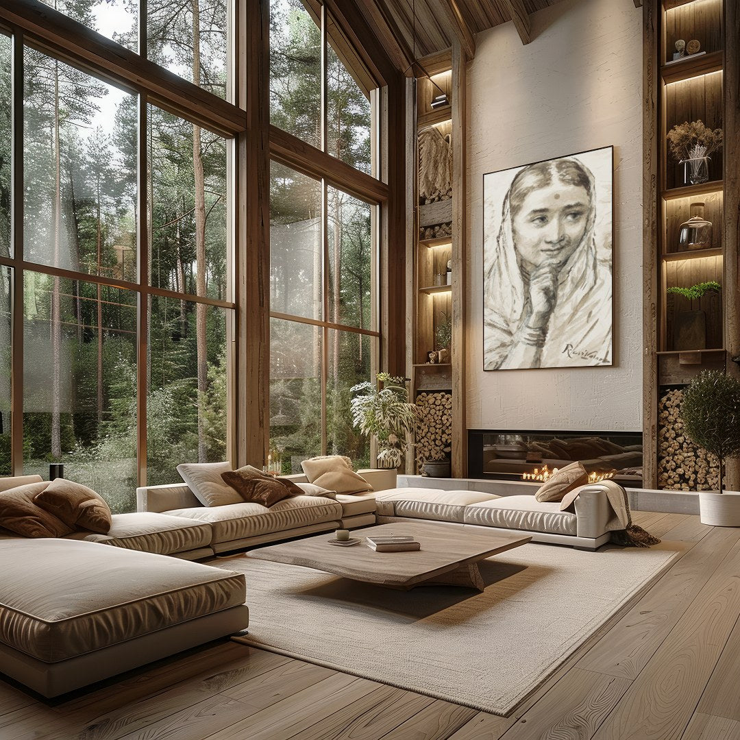 Immerse yourself in the graceful presence of this sepia-toned masterpiece, capturing the serene for Living Room