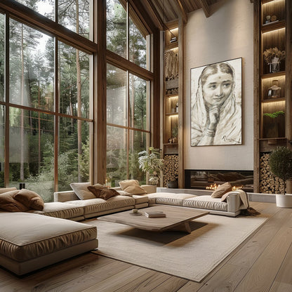 Immerse yourself in the graceful presence of this sepia-toned masterpiece, capturing the serene for Living Room