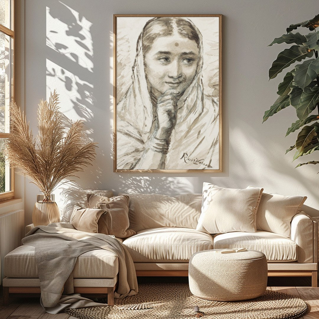 Immerse yourself in the graceful presence of this sepia-toned masterpiece, capturing the serene for Sitting Area