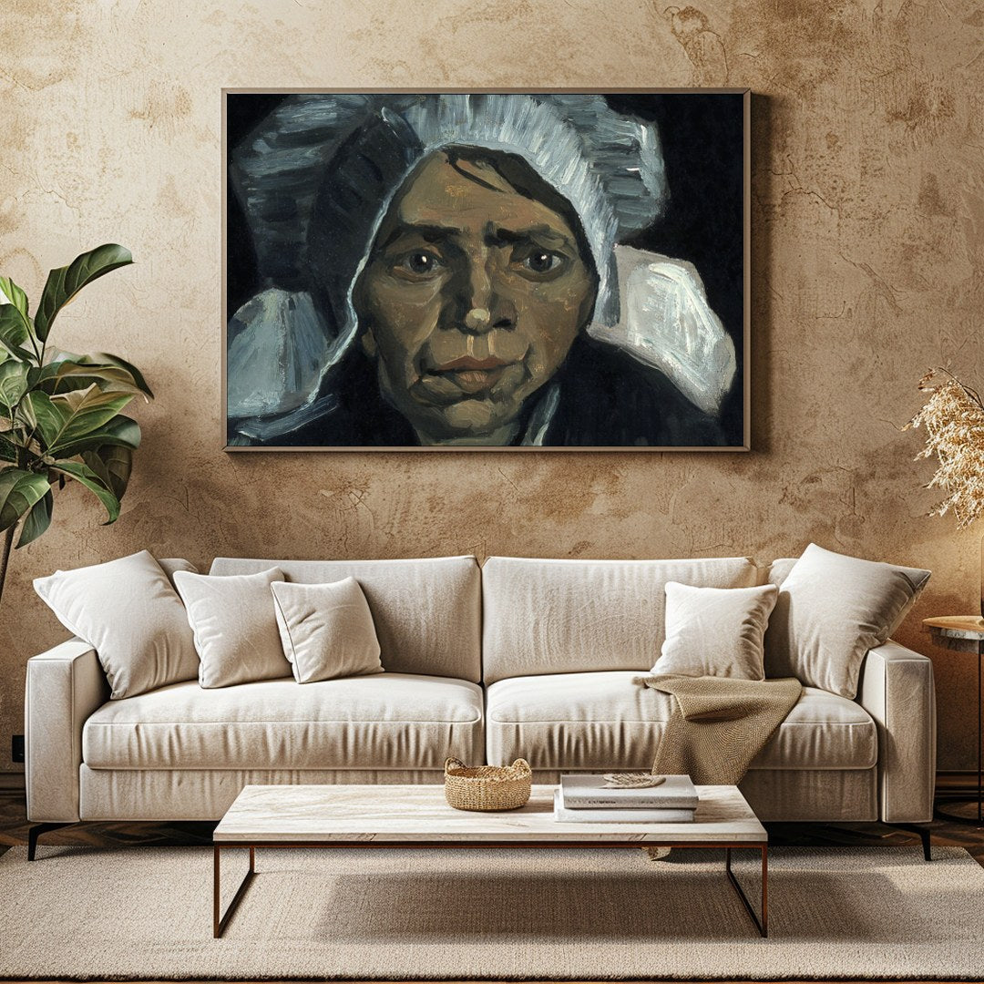 Delve into the depth of human expression with this captivating portrait featuring a contemplative for Family Room