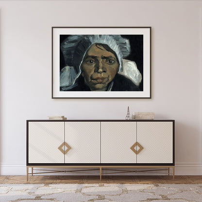 Delve into the depth of human expression with this captivating portrait featuring a contemplative for Foyer