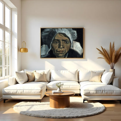 Delve into the depth of human expression with this captivating portrait featuring a contemplative for Living Room