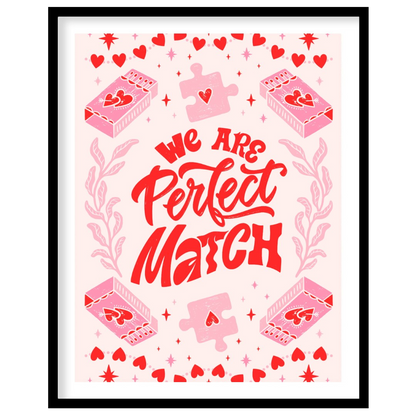 This charming digital illustration celebrates the concept of a "perfect match" with a playful desig… for room