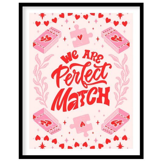 This charming digital illustration celebrates the concept of a "perfect match" with a playful desig… for room