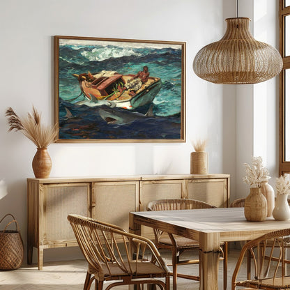 Immerse yourself in 'Perilous Seas,' a captivating masterpiece that captures a lone fisherman for Dining