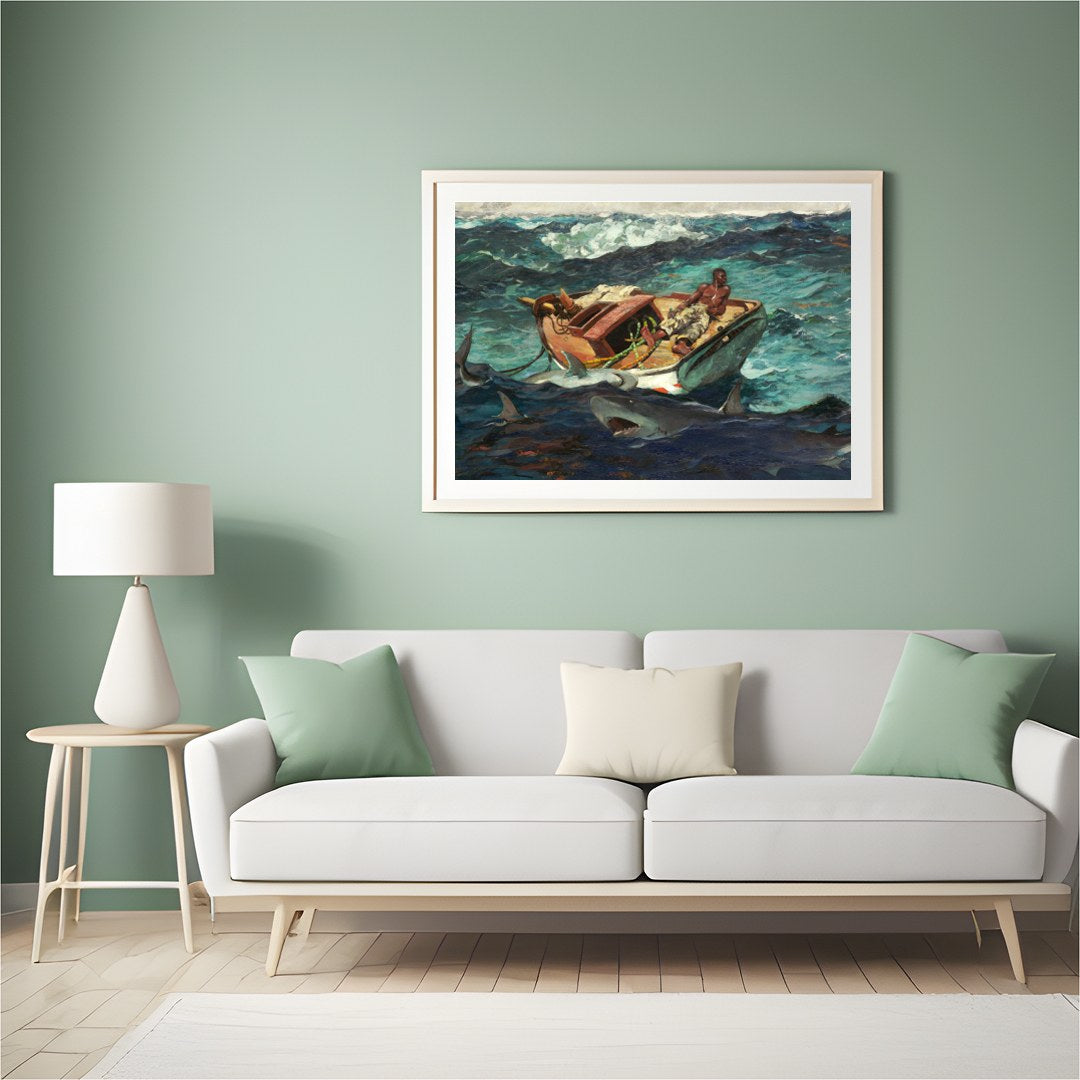 Immerse yourself in 'Perilous Seas,' a captivating masterpiece that captures a lone fisherman for Hall