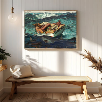 Immerse yourself in 'Perilous Seas,' a captivating masterpiece that captures a lone fisherman for Hallway