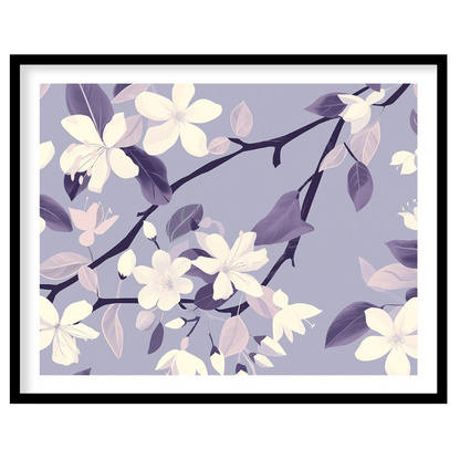 This serene digital pattern features white flowers with delicate petals, accompanied by leaves and … for lovely house