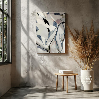 """Petal Echoes"" presents a captivating abstract composition with organic forms reminiscent of pet… for living room