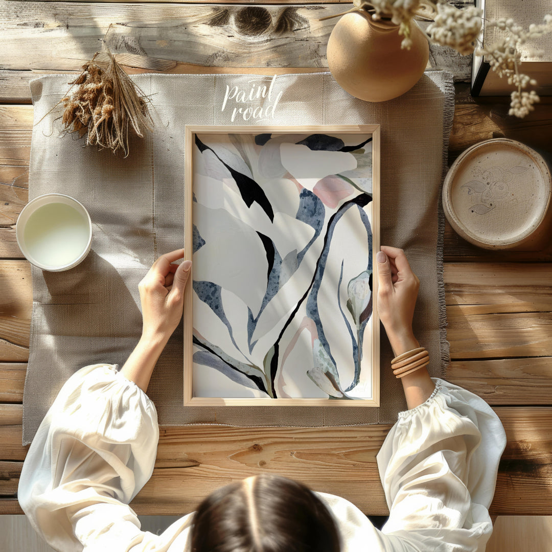 """Petal Echoes"" presents a captivating abstract composition with organic forms reminiscent of pet… for other