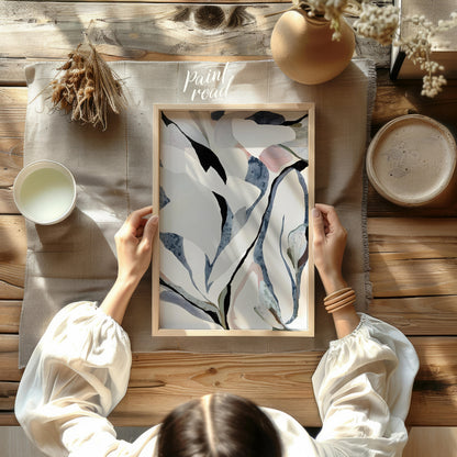 """Petal Echoes"" presents a captivating abstract composition with organic forms reminiscent of pet… for other