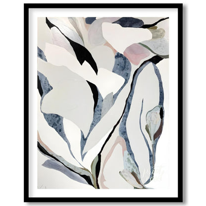 """Petal Echoes"" presents a captivating abstract composition with organic forms reminiscent of pet… for space