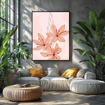 Elevate your space with 'Petal Serenade in Blush,' a soothing floral artwork that exudes elegance for Balcony